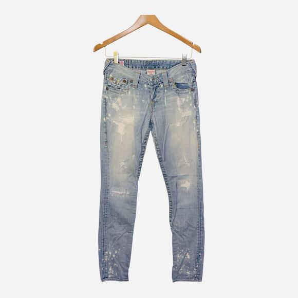 True Religion Denim - True Religion Womens Distressed Light Wash Jeans Size 24 Cameron USA Made